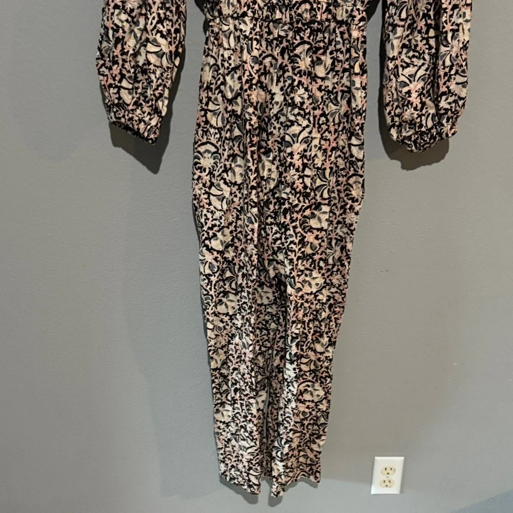 Free People Black and Cream Floral Jumpsuit coveralls I got a feeling